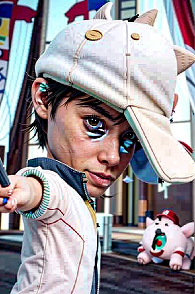 a close up of a person holding a baseball bat in a room, safebooru realistic image, toonami, in the anime film, ash ketchum, screenshot from the realistic film, name of the character is chad, koda kazuma, inspired by Junpei Satoh, dandy from space dandy anime, hannah yata, official art, kazuya takahashi