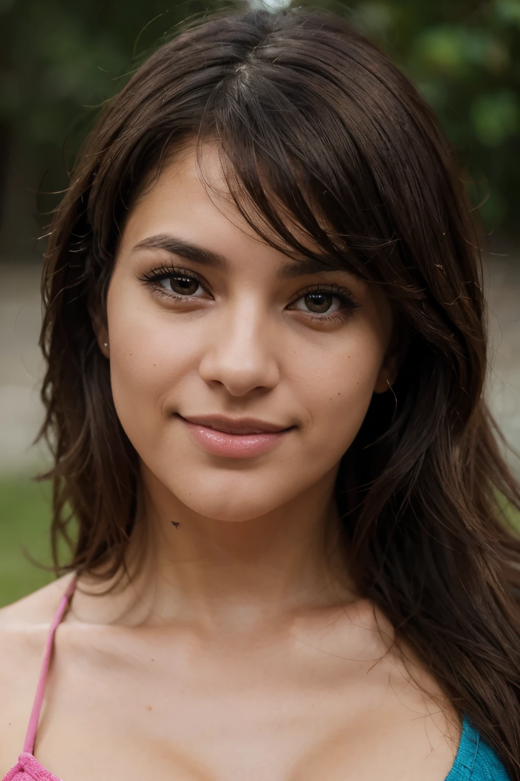 cute beautiful brunette, hispanic ,ful body, perfect angle, very detalled, 32 years old, flirty face, messy long hair, brown eyes, high-res, masterplece, best quality, intricate skin texture, teexture, detailed eyes, professional, 4k, smile, shot on canon, 85mm, shallow depth of field, kodak vision color, eyeshadow, extremely detailed, photo_/(ultra/), photorealistic, realistic, post-processing, max detail, roughness, real life, 8k uhd, photography,