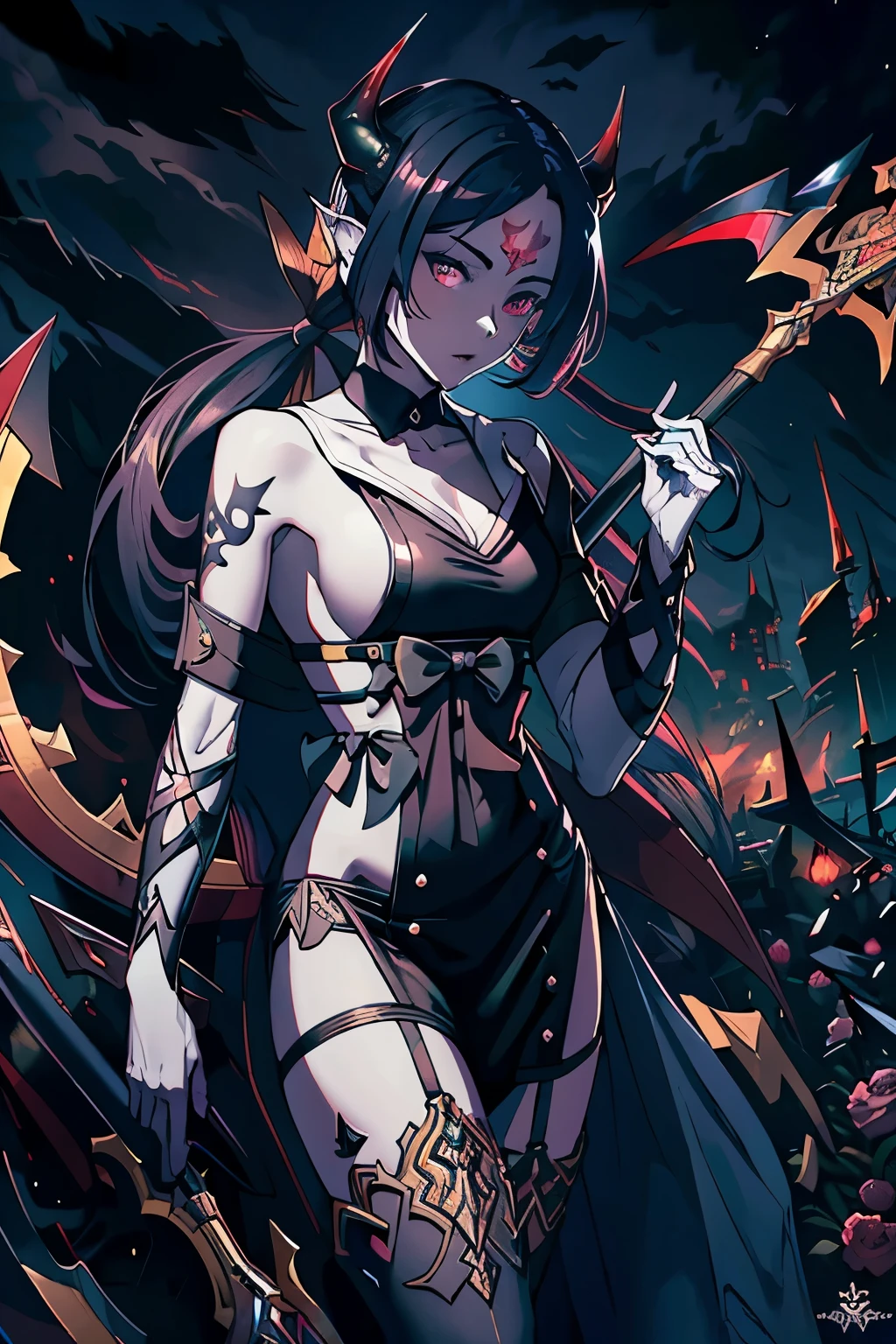 (best quality,4k,8k,highres,masterpiece:1.2),ultra-detailed,(realistic,photorealistic,photo-realistic:1.37),dark, hauntingly beautiful, ethereal, divine, otherworldly, powerful, mystical, fierce, majestic, mysterious, enchanting, elegant, ominous, alluring, goddess, death, reaper, divine, dark veil, floating, glowing, flowing robes, delicate, detailed features, piercing eyes, radiant skin, intricate tattoos, holding a scythe, surrounded by a melancholic mist, moonlight casting a pale glow, vast graveyard, souls ascending to the afterlife, hauntingly beautiful flowers, solemn atmosphere