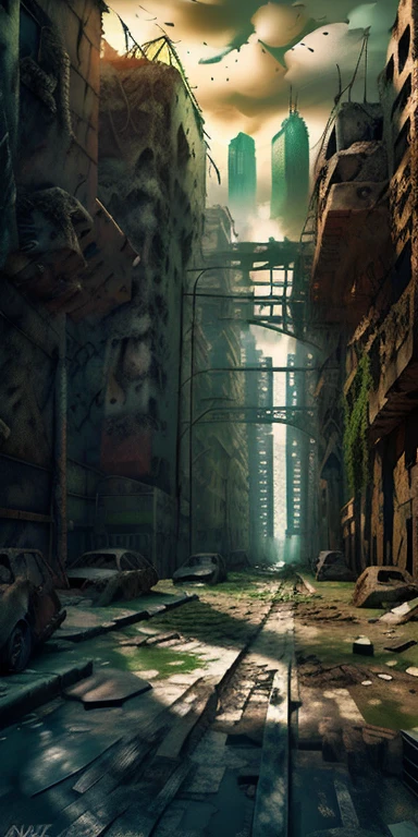 ((Ponto de vista, anti-dive camera angle, a city in ruins with a destroyed building in the background, nsfw a lonely female apocalyptic survivor)), in a post apocalíptico setting, 8k, pintura fosca em preto e branco, dystopian future, destroyed city in the background, em uma paisagem urbana arruinada, in a post-apocalyptic wasteland, in a post apocalyptic city, Akira CGI Filme Stills, cinematic photography concept art, destroyed city, ((imagem em preto e branco))