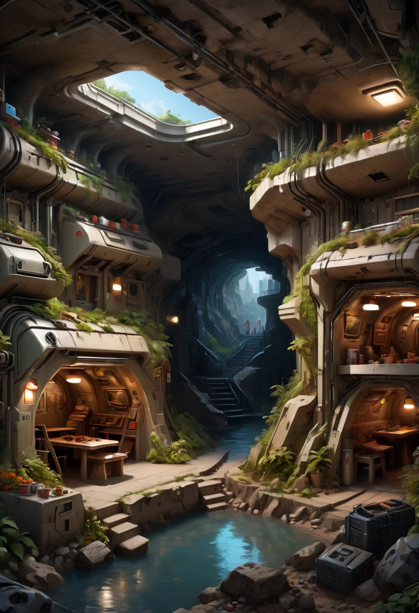 Crowded underground shelters, enhance, intricate, (best quality, masterpiece, Representative work, official art, Professional, 8k)