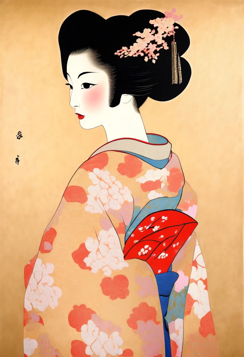 picture of a woman wearing a kimono, inspired by Matsuno Chikanobu, inspired by Tosa Mitsunobu, Inspired by Itō Shinsui, by Ayako Rokkaku, elegant japanese woman, geisha photo portrait