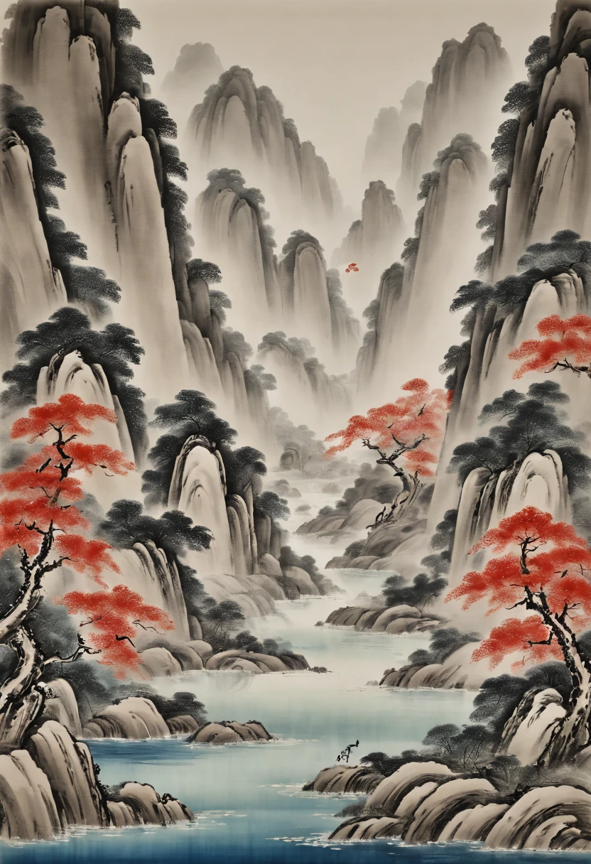Underground world, by Qi Baishi and Chen Longque and Chen Dingbo, best quality, masterpiece, 8k