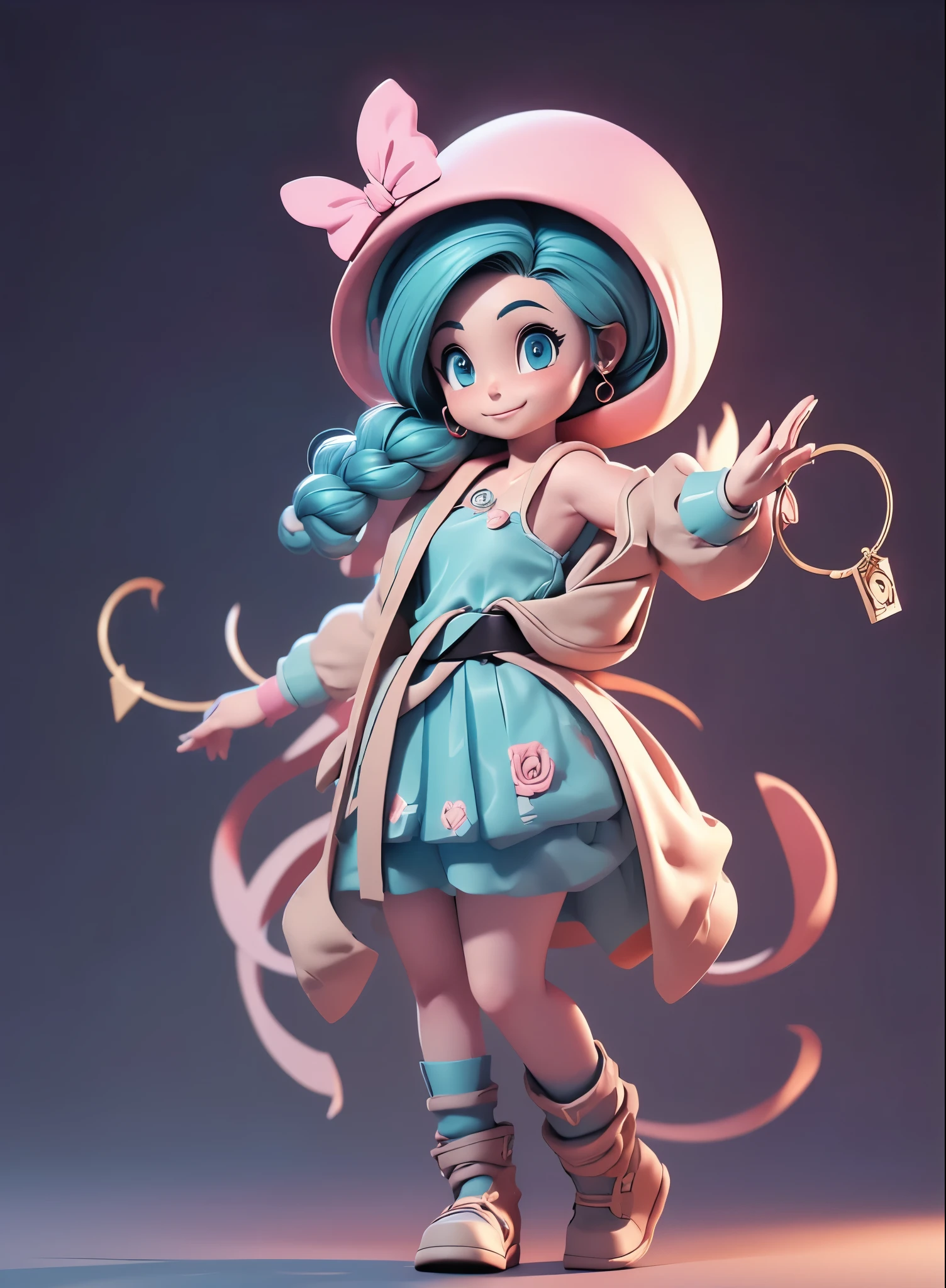 (dynamic angle:1.4), ((full body pose:1.5),2. 5D CGI Anime Fantasy Artwork, official character art, Kushart Krenz Key Art Feminine, shadowverse character concept, 3 d render official art, anime goddess, jrpg character art, render of a cute 3d anime girl