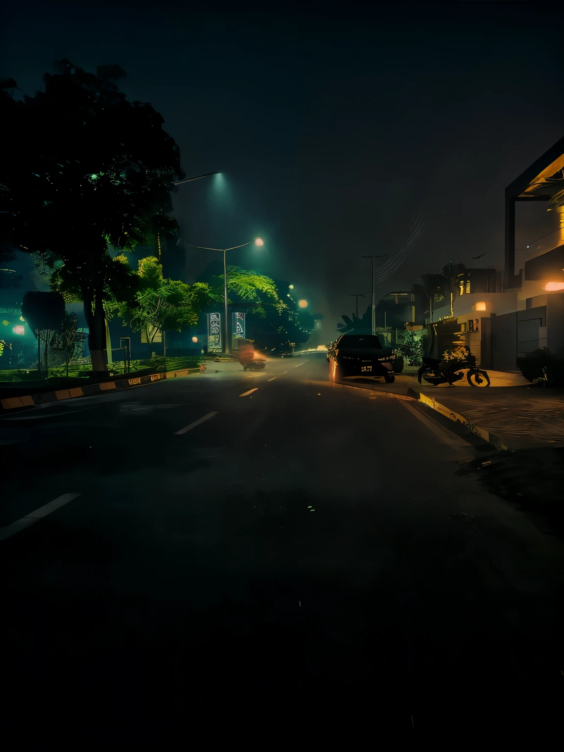 background cyber punk city, moody tone, dark tone, dark exposures, enhanced lighing, cinematic theme, realistic,4k