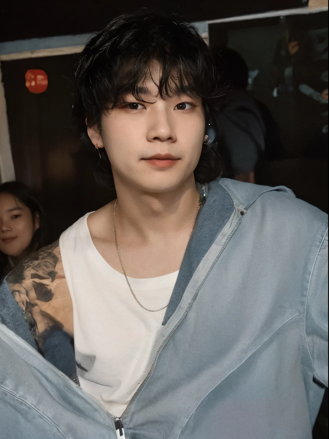 There's a man with a white shirt and a black and white shirt, Parque Jimin, Rosto Jimin preciso, Ji min\Plump lips, Jimin\'s right eyelid swollen, Jimi n\Nariz grego, Jimin, Hyung Tae, Kim Doyoung, T aeJune Kim, Jung Jaehyun, Hong June Hyung, Jin young Canela, wan adorable korean face