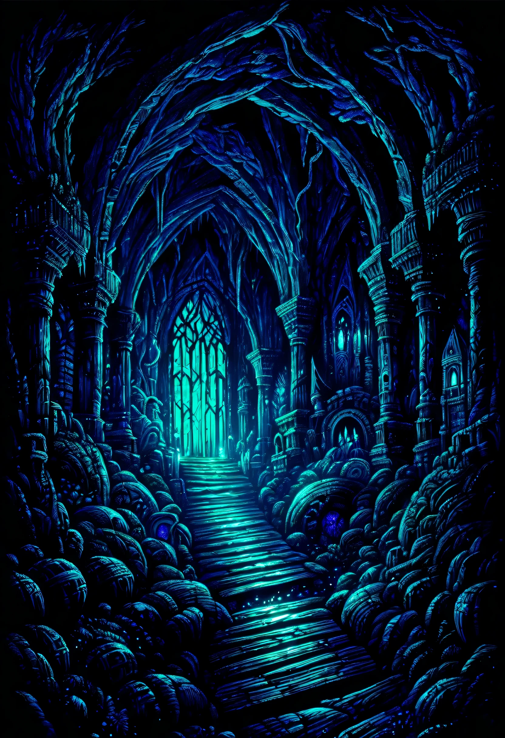 sleeping wolf cub, with a fascinating display, A complex and detailed gouache painting, A stunning depiction of the underground world in a dark fantasy style, Shining flowers that emit a beautiful glow々, Illuminates complex surroundings, Every brushstroke conveys a dark atmosphere, Immerse yourself in the epic depths of a hidden world, Attention to detail is evident, obvious delicate touch, Fascinating paintings evoke a sense of surprise and intrigue, fascinating mysterious scene, Fine brush strokes bring out the complexity, Fascinating image of an earthy cave ceiling, Amazing high contrast beauty, Unusual color contrast and beauty, Intricate detail quality, A fascinating underground world full of dark charm, Fine brush strokes, High resolution,