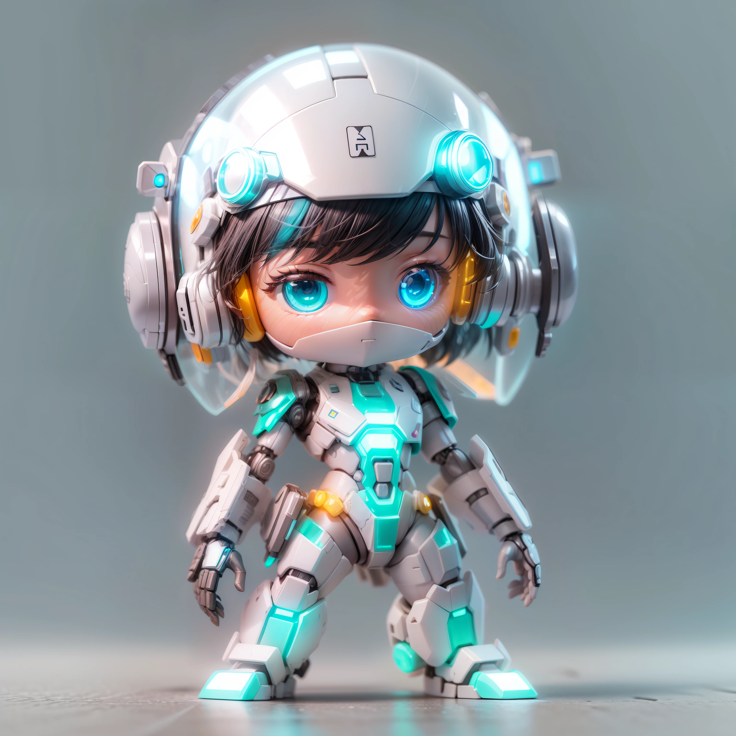 (blind box toy style:1.2), (Full Body Shot) , 1 Transparent cute boy, Transparent mecha, Exquisite Helmet:1.2, glowing goggles:1.2, Cyberpunk, Dreamy Glow, clean, white background, ( Global illumination, raytracing, HDR, unreal render,reasonable design, high detailed, masterpiece, best quality, UHD, Cinematic Lighting)