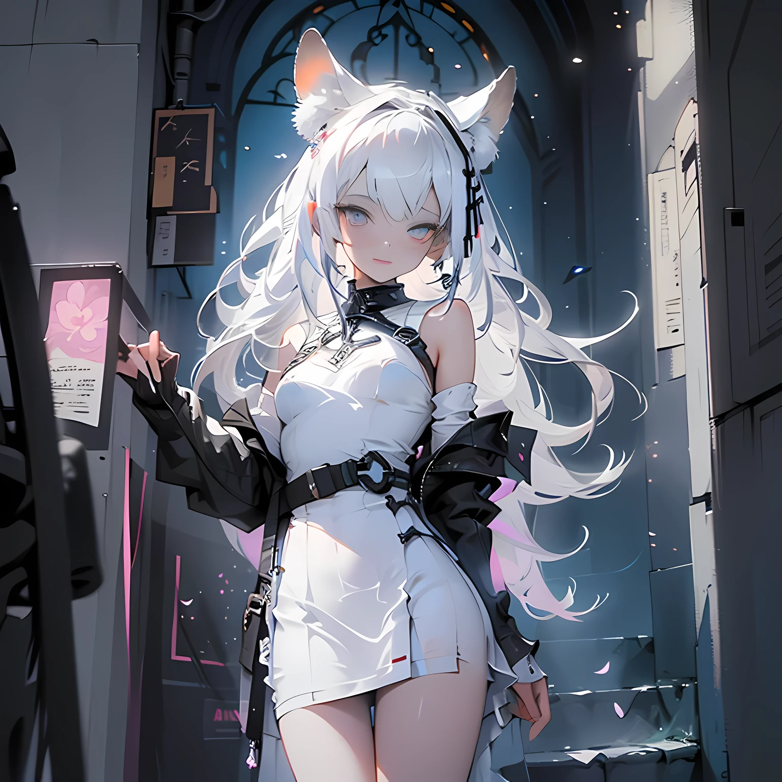 masterpiece, best quality,
1 girl, (rich and colorful),(Delicate and beautiful eyes and delicate face),cinematic Lighting,Half-length photo,Extremely detailed CG unified 8k wallpaper,white hair,alone,Smile,Complex skirts,((Fly petals)),(meadow with flowers)
Sky, cloudy_Sky, architecture, moonLight, moon, night, (dark theme:1.3), Light, fantasy,