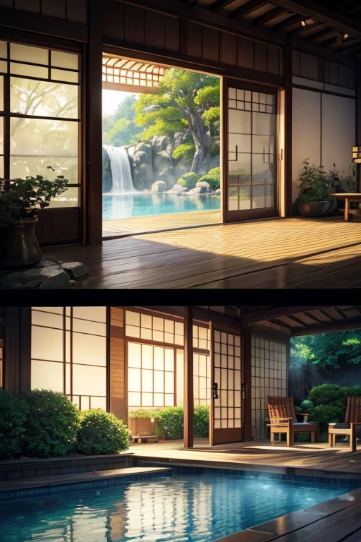 A beautiful scene of a courtyard with a pond in the center, surrounded by lush greenery. The pond is crystal clear, reflecting the vibrant colors of the blooming flowers and trees. The courtyard features traditional Japanese architecture, with wooden structures and sliding doors. The sound of running water can be heard from a nearby waterfall, adding to the serene atmosphere.
Inside the courtyard, there is a traditional Japanese bathhouse, known as an "onsen", with natural hot springs. The onsen is elegantly designed, with stone walls and wooden beams. It is a popular spot for relaxation and rejuvenation. The steam rising from the hot springs creates a soothing ambiance.
The scene is reminiscent of the works of renowned Japanese animator, Makoto Shinkai. The attention to detail and the ethereal beauty of the surroundings capture the essence of his art style. The colors are vibrant and vivid, with a touch of magical realism.
The lighting in the courtyard is soft and warm, giving the scene a tranquil and peaceful atmosphere. The sun casts gentle rays of light through the trees, creating a mesmerizing play of shadows and highlights. The overall image quality is of the highest standard, with ultra-detailed textures and sharp focus.
The artwork exudes a realistic and photorealistic quality, with every element meticulously portrayed. The scene transports the viewer to a world of tranquility and beauty, evoking a sense of calm and serenity. The color palette is dominated by soothing earth tones, enhancing the peaceful ambiance of the setting.
In the background, there is a massive palace, with grand architecture and intricately designed pillars. Within the palace, there is another water feature, a luxurious pool adorned with exquisite mosaic tiles. The pool reflects the opulence and grandeur of the palace, adding to the sense of awe and wonder.
The prompt combines the enchanting beauty of a traditional Japanese garden with the serene atmosphere of a hot spring. It captures the essence of a peaceful and harmonious anime scene, honoring the aesthetic of renowned Japanese animator, Makoto Shinkai. The result is a masterpiece of artistry and craftsmanship, immersing the viewer in a world of beauty and tranquility.
(best quality,4k,8k,highres,masterpiece:1.2), ultra-detailed, (realistic,photorealistic,photo-realistic:1.37), Japanese garden, onsen, Makoto Shinkai, courtyard, pond, lush greenery, blooming flowers, traditional Japanese architecture, sliding doors, waterfall, ethereal beauty, vibrant colors, magical realism, soft lighting, tranquil atmosphere, sun rays, shadows and highlights, soothing earth tones, palace, mosaic tiles, luxurious pool, peaceful ambiance, harmony.