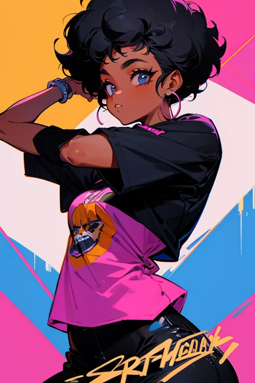 t-shirt designed black man black woman 80s hip hop style fashion