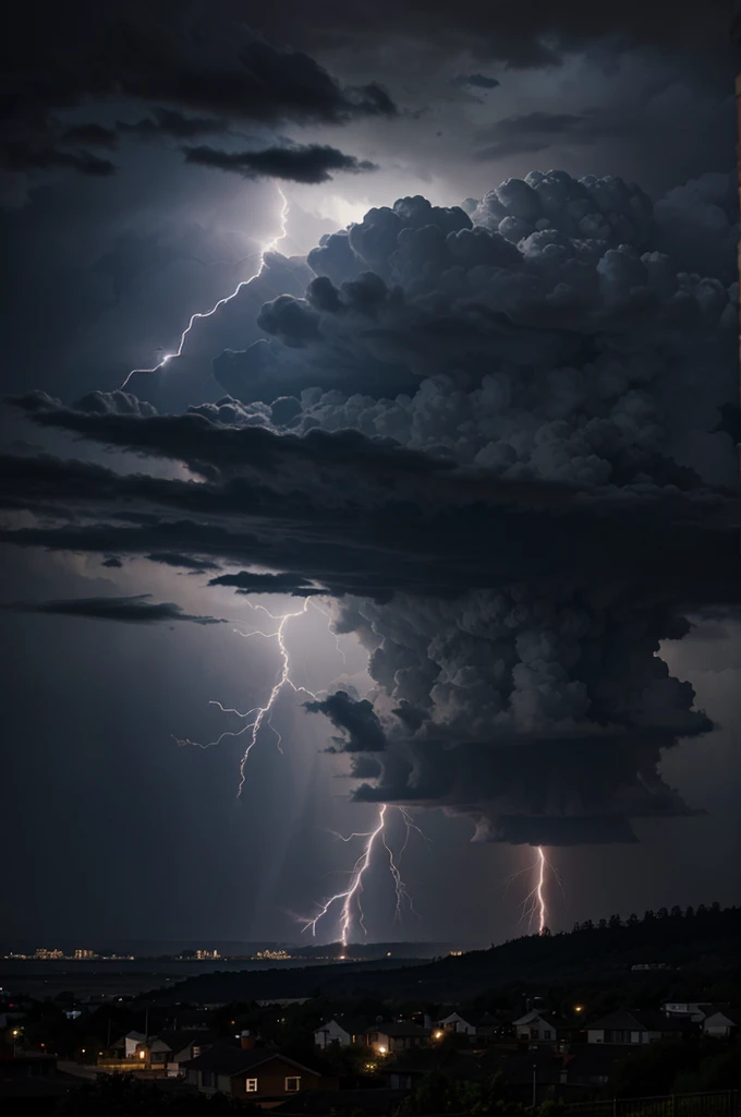 Dark sky with lightning and thunder