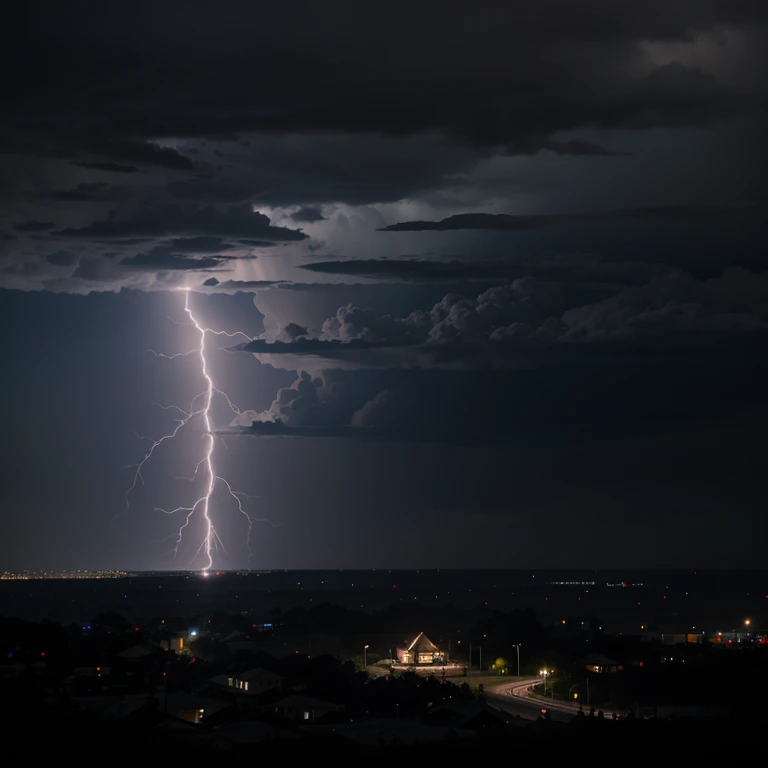 Dark sky with lightning and thunder