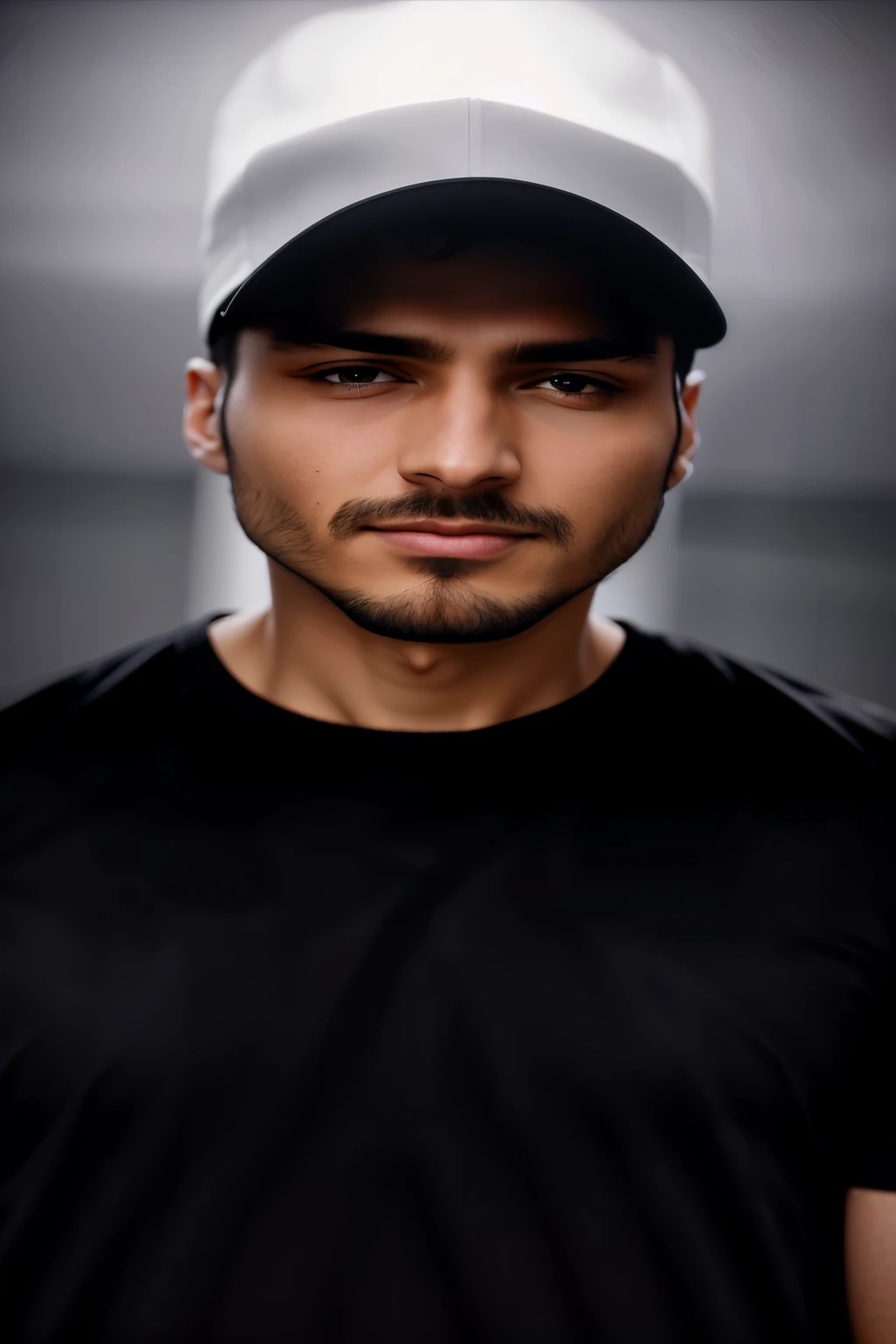 a close up of a man wearing a black shirt and a white hat, headshot profile picture, enes dirig, promotional picture, portait photo profile picture, headshot portrait, cinematic headshot portrait, acting headshot, closeup headshot, nekro petros afshar, headshot photograph, detailed portrait shot, kyza saleem, closeup headshot portrait