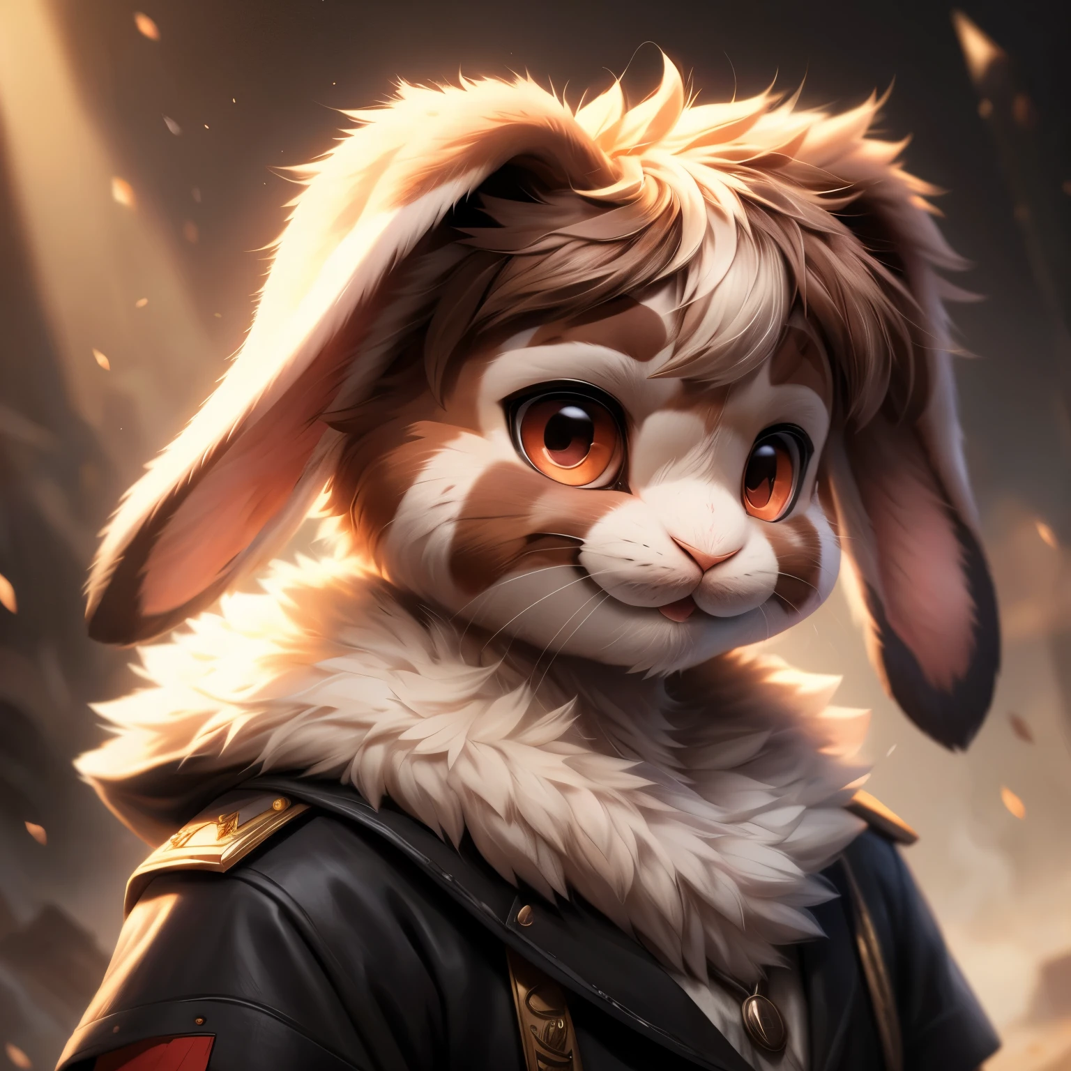 Bunny, (fluffy anthro furry:1.3), (male), solo, 1guy, (detailed face), highly detailed, sharply drawn, masterpiece, best quality, absurdres, subsurface scattering, anime style, A1 pictures style, ((Mini Lop bunny))