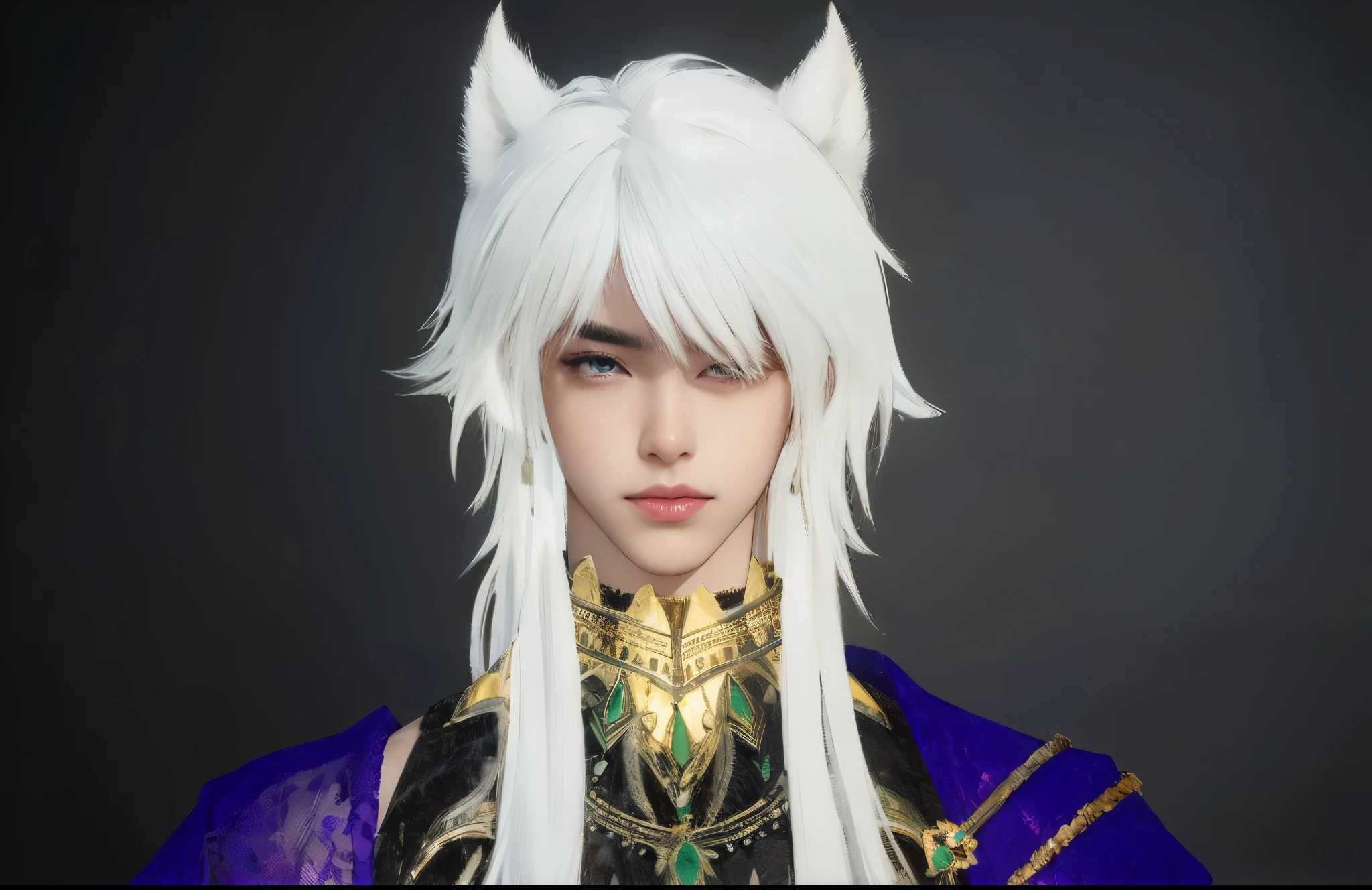 white hair，juvenile，狐狸耳朵juvenile，atmosphere，soft light，Messy hair，light and shadow