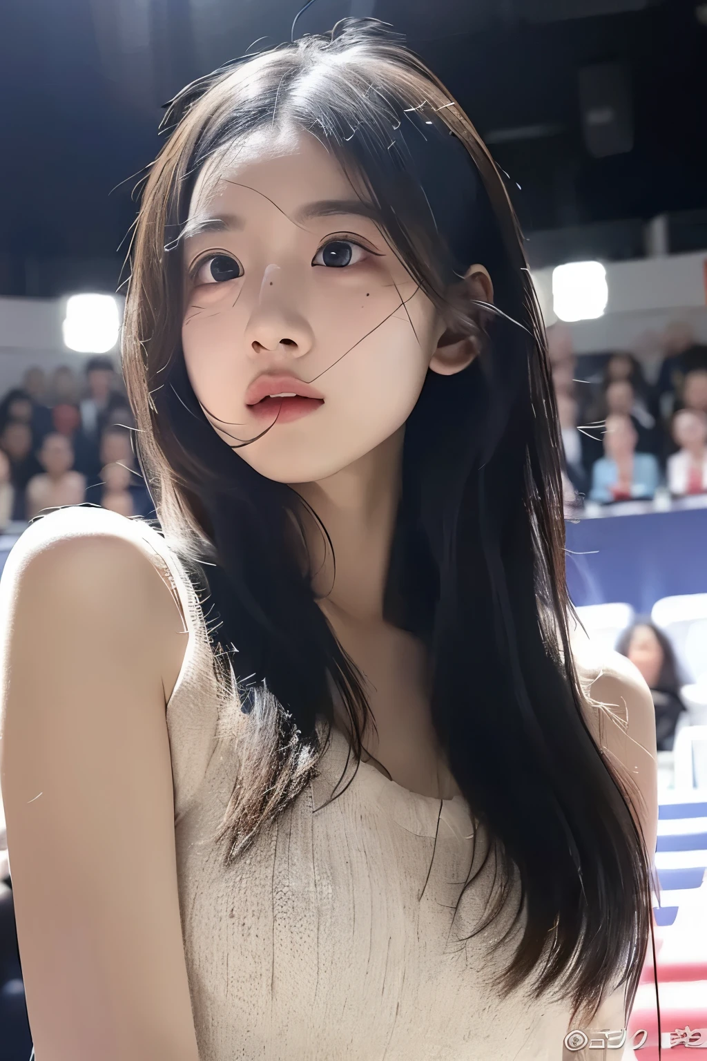 Yazhou,(best quality:1.2),ultra high definition,high quality,(actual, photoactual:1.4),1 girl,alone,long hair,black eyes,Upper body,(face_audience:1.2),looking at audience,