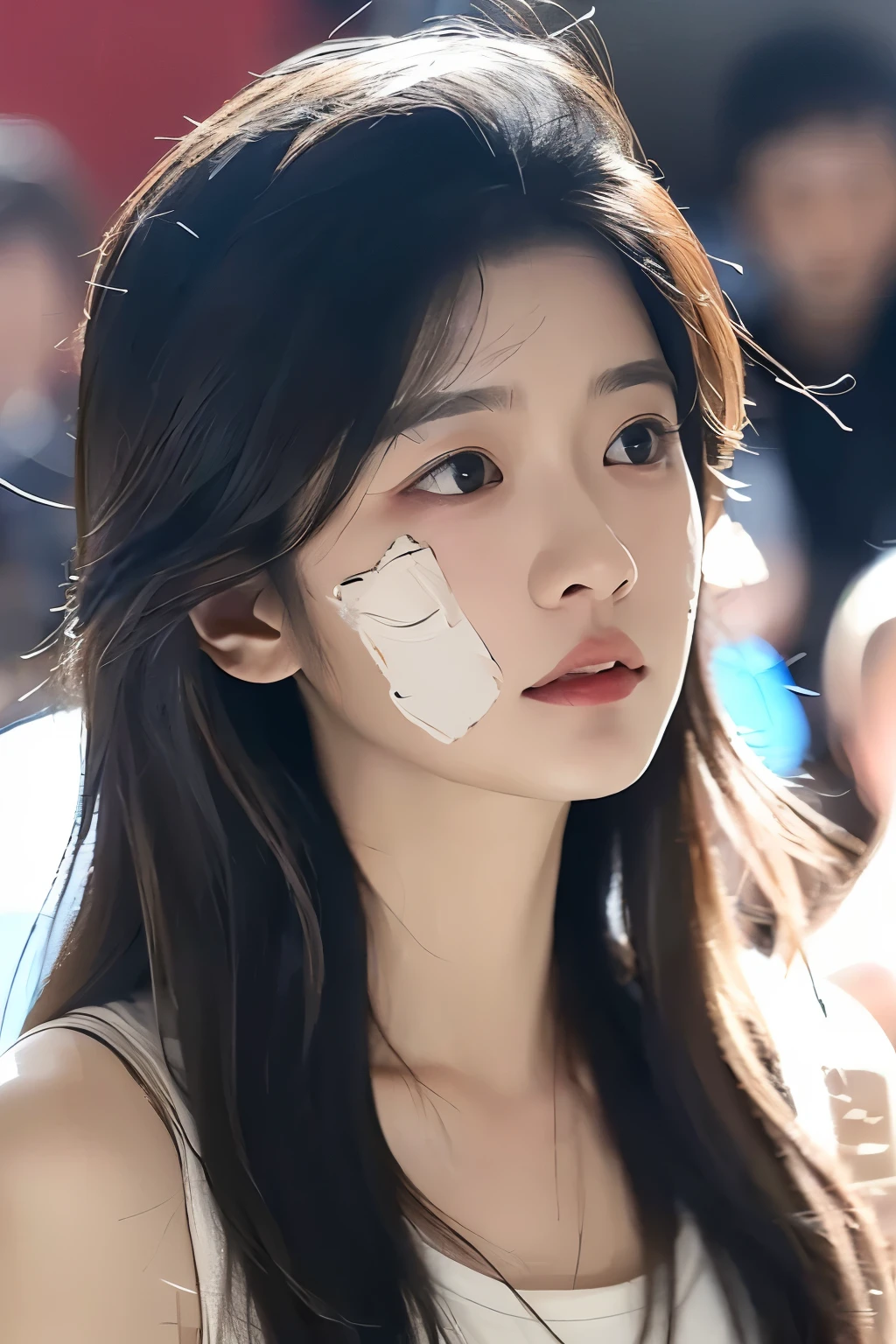 Yazhou,(best quality:1.2),ultra high definition,high quality,(actual, photoactual:1.4),1 girl,alone,long hair,black eyes,Upper body,(face_audience:1.2),looking at audience,