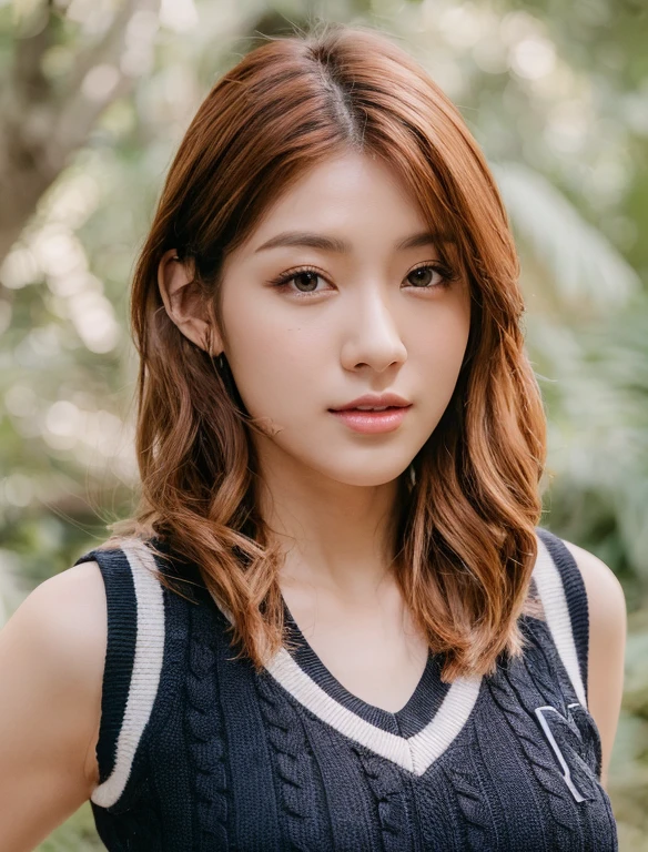 sexy model,close eyes with good mood, ,rim light, waterfall ,forest ,