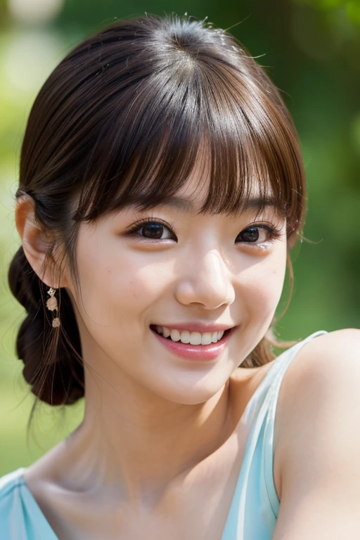8K、High definition、ultra detail、Photoreal、High resolution、highest quality、Japanese beauty、best quality,フォトリアリスティックHigh resolution,cute woman,beautiful detailed eyes,beautiful detailed lips,smiling,laughing,cute type,enjoy,Joyful smile,magic moment,looking at the camera、Delicate system、happy look、dimples that stand out、random hairstyle
