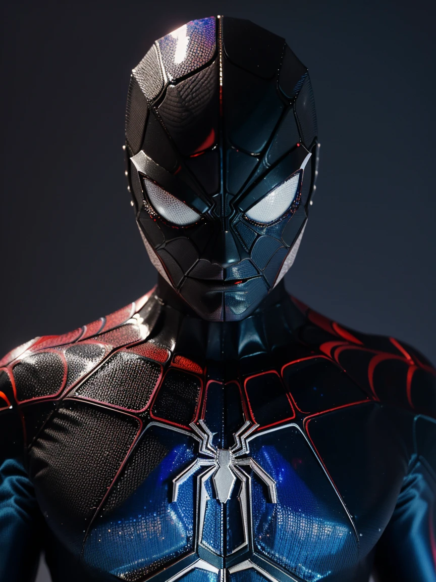 Homem-Aranha*: A minimalist, holographic origami-style *Spider-man* in *New-york* setting corpo inteiro