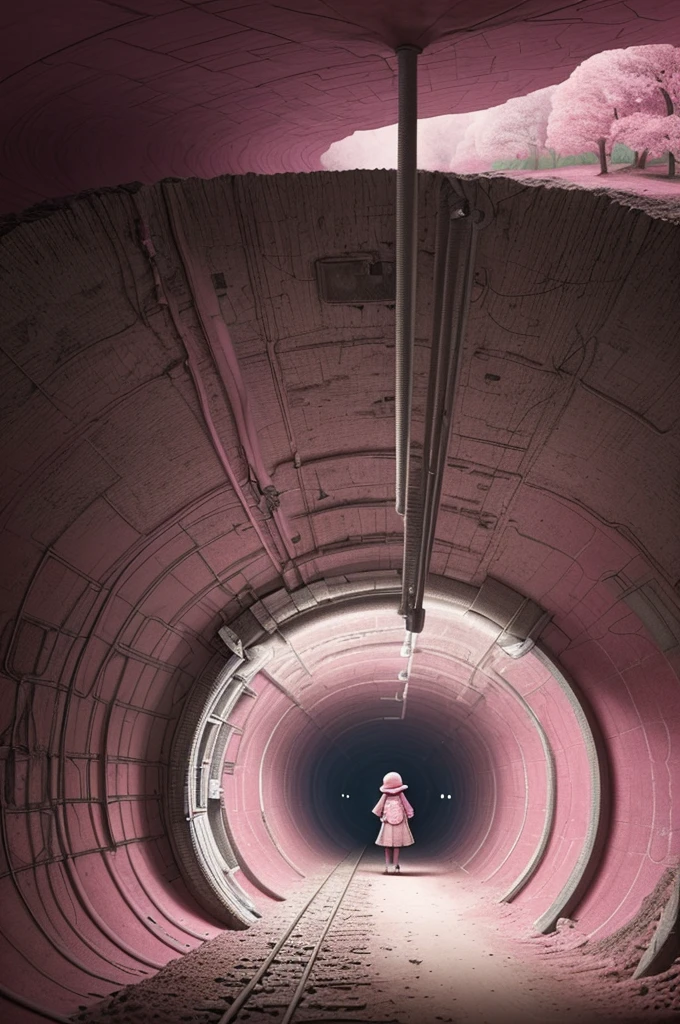 Underground world, pink theme, by Sam Toft, best quality, masterpiece, 8k