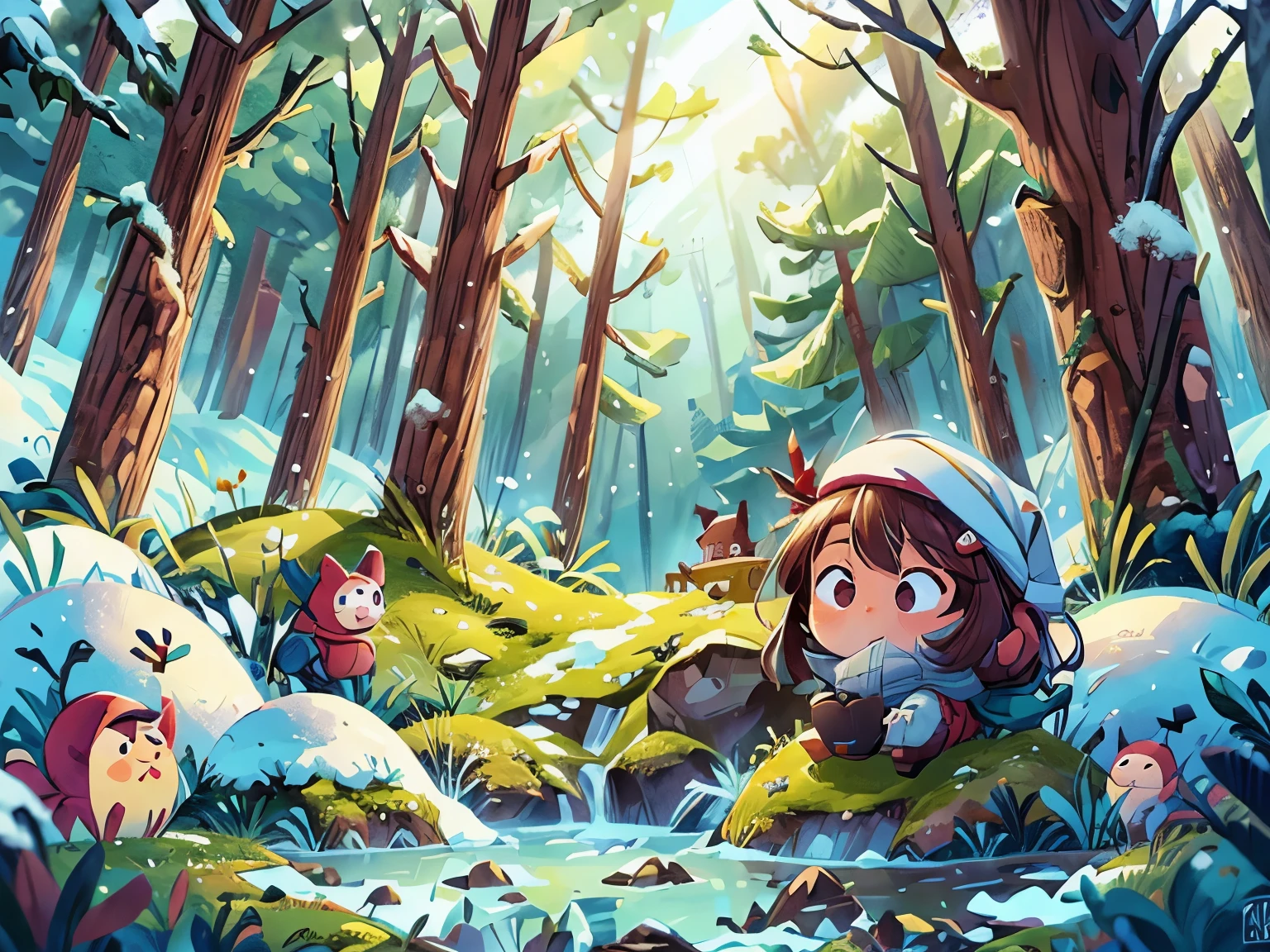 Winter, beautiful detailed background. Forest and snow