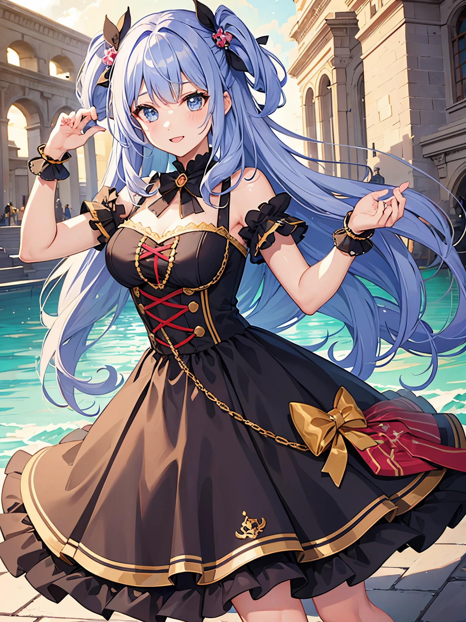 girls, colorful hair, colorful eyes, ((german style dress)), ((idol)), magical girl