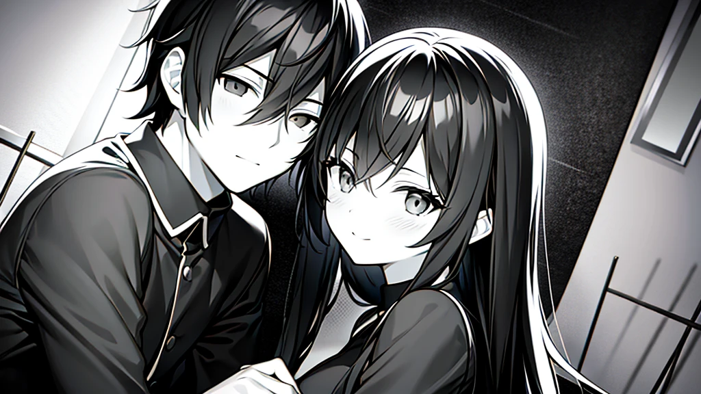 Black and white style couple avatar,wallpaper,Warm and romantic,ray of lights