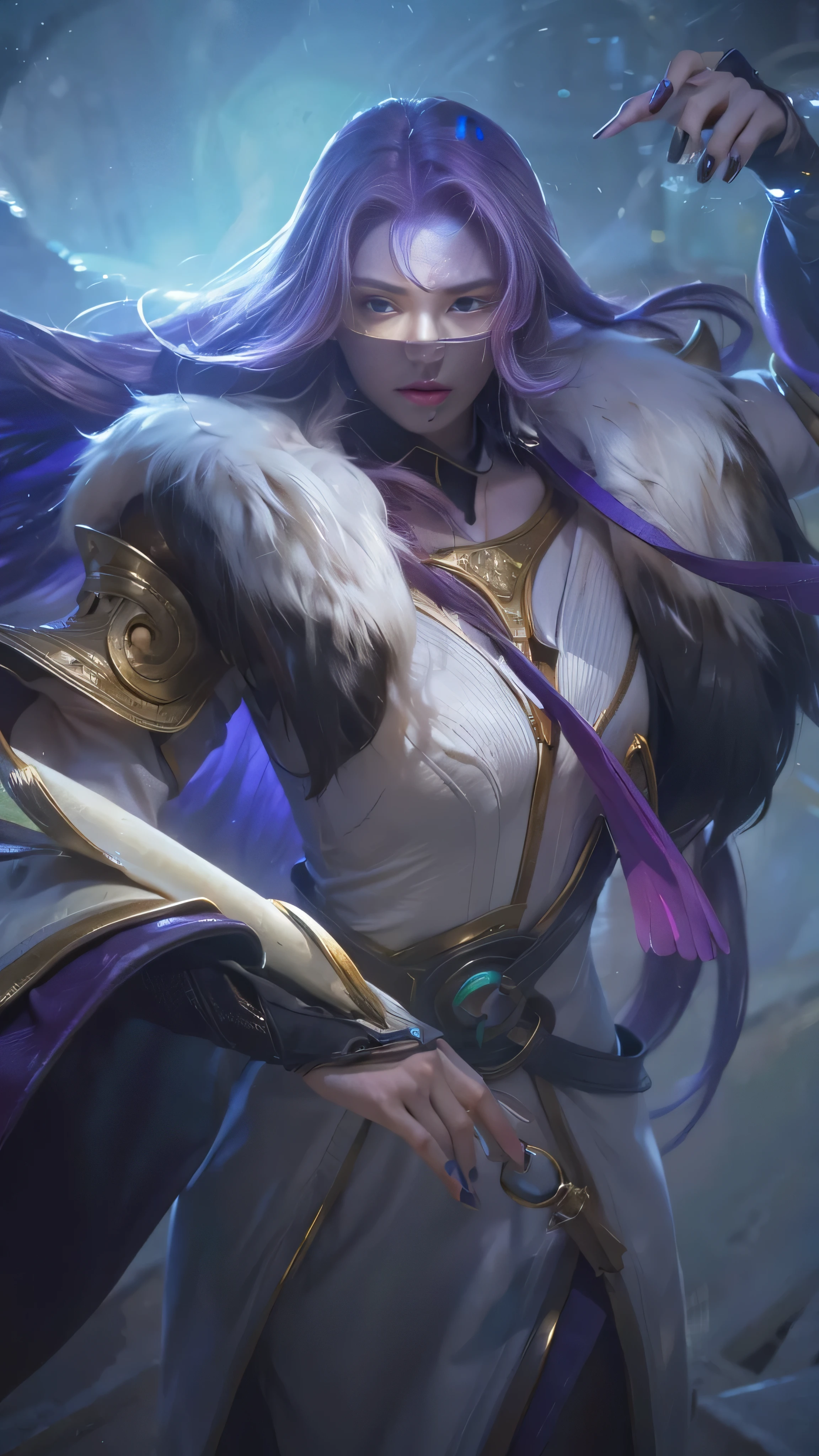 (female: 1.2), 8k, ultra hd, highly detailed textures, ultra realistic, masterpiece, detailed textures, detailed faces, detailed skin, detailed lighting, (photorealistic: 1.5), best quality, beautiful lighting,
cinematic lighting, professional lighting, ultra high resolution, realistic, detailed hair, real hair, high quality,
(genuine leather: 1.5), very detailed, fine detail, very detailed, close-up image of a purple-haired woman