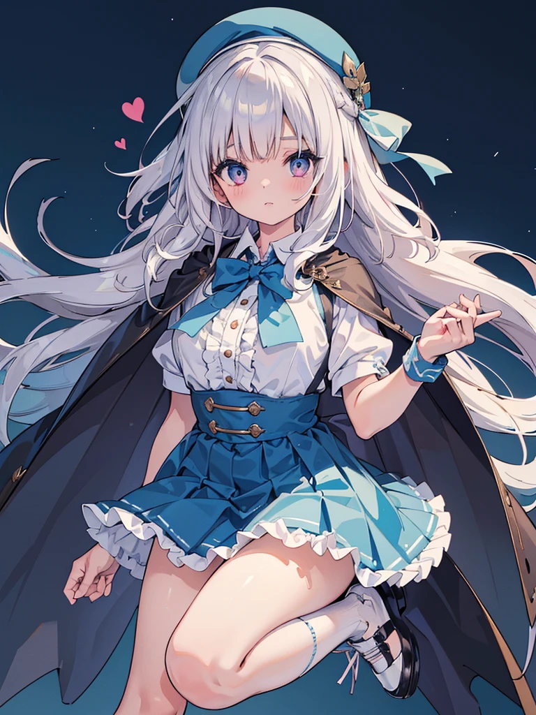 photo realistic, (masterpiece,best quality:1.4),(8k,raw photo,photo realistic:1.2),Not Safe for Work, detailed skin,detailed face,1girl,princess, cute face, super resolution,retro realistic details Illustration,,{{{elaborate,intricately,fantastic,delicately,tremendous,meticulous,minute,incredibly,obsessed,artisan's,subtle,virtuoso,skillful,vibrant, vivid, complex}}}, clearly focus edge, fresh natural gradation, best quality, amazing quality, very aesthetic, absurdres, pubisure, (((Blue school uniform))), mini frilled skirt, (frilled panties), happy, (White beret,Comes with a blue bow),
BREAK
(Spear with oversized blade),
(((Very massive and heavy spear))),
BREAK
medium bob, ((silver hair)), ((wavy hair)), shimmering eyes, Pink eyes, , 12 yo,(((cape))),((Blue the Bow)), Puffy Sleeves, Bangss, shortsleeves, ((Blue bow ribbon)),(White frilled apron), flat chest, beautiful hands, neck ribbon, wristband, arm garter, baby face, twinkle in the eye, braided bangs, ((frilled ankle socks)), (((high tops))), mary janes, Heart necklace, ring, masterpiece, top-quality, not safe for work,