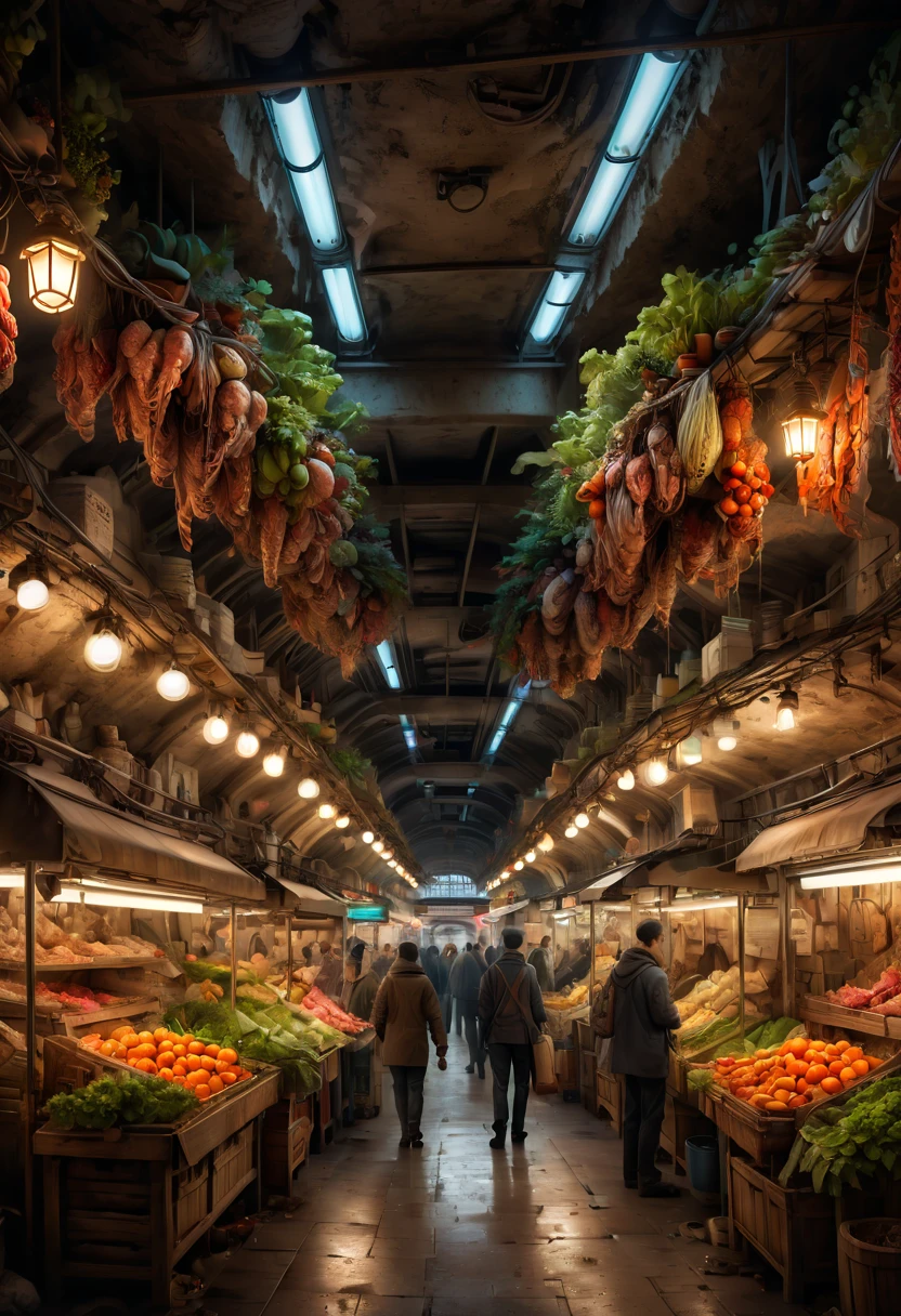 Underground market, flourishing, enhance, intricate, (best quality, masterpiece, Representative work, official art, Professional, 8k)