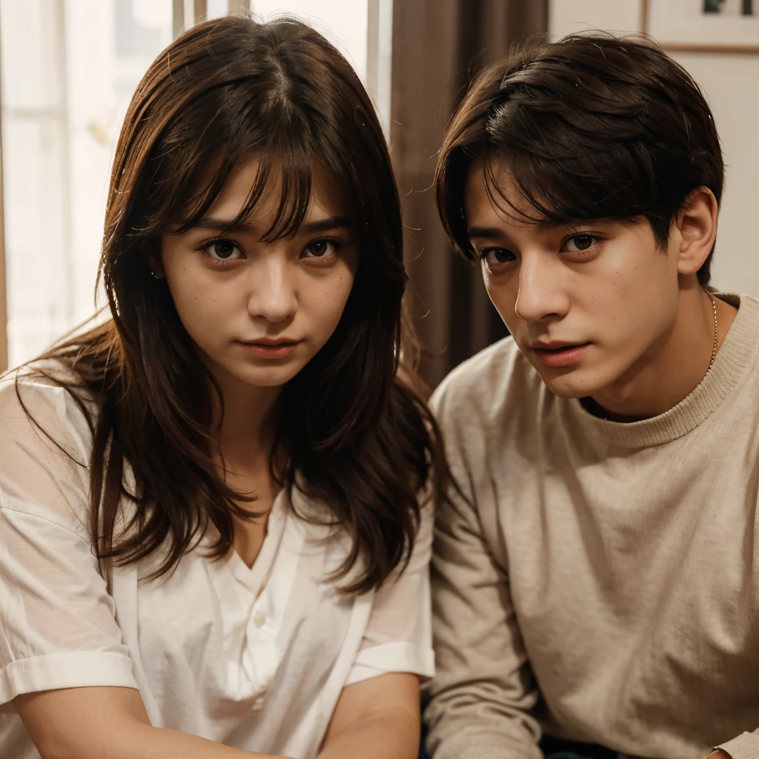 Jungkook and girl looking at each other