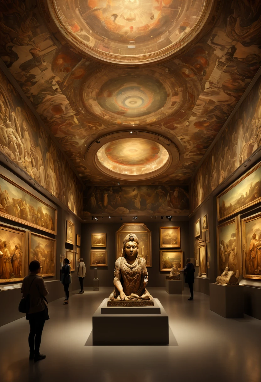 Underground museum, enhance, intricate, (best quality, masterpiece, Representative work, official art, Professional, 8k)