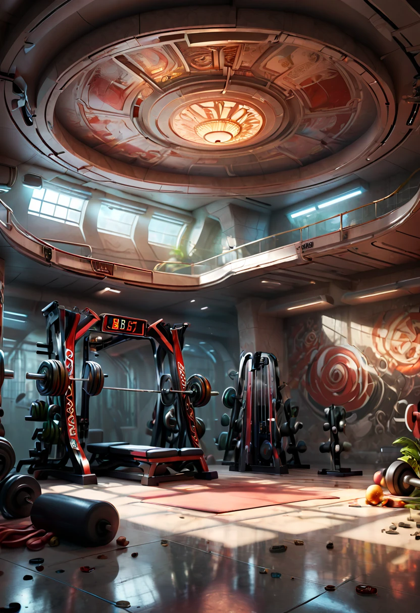 gym, Underground, Spacious, enhance, intricate, (best quality, masterpiece, Representative work, official art, Professional, 8k)