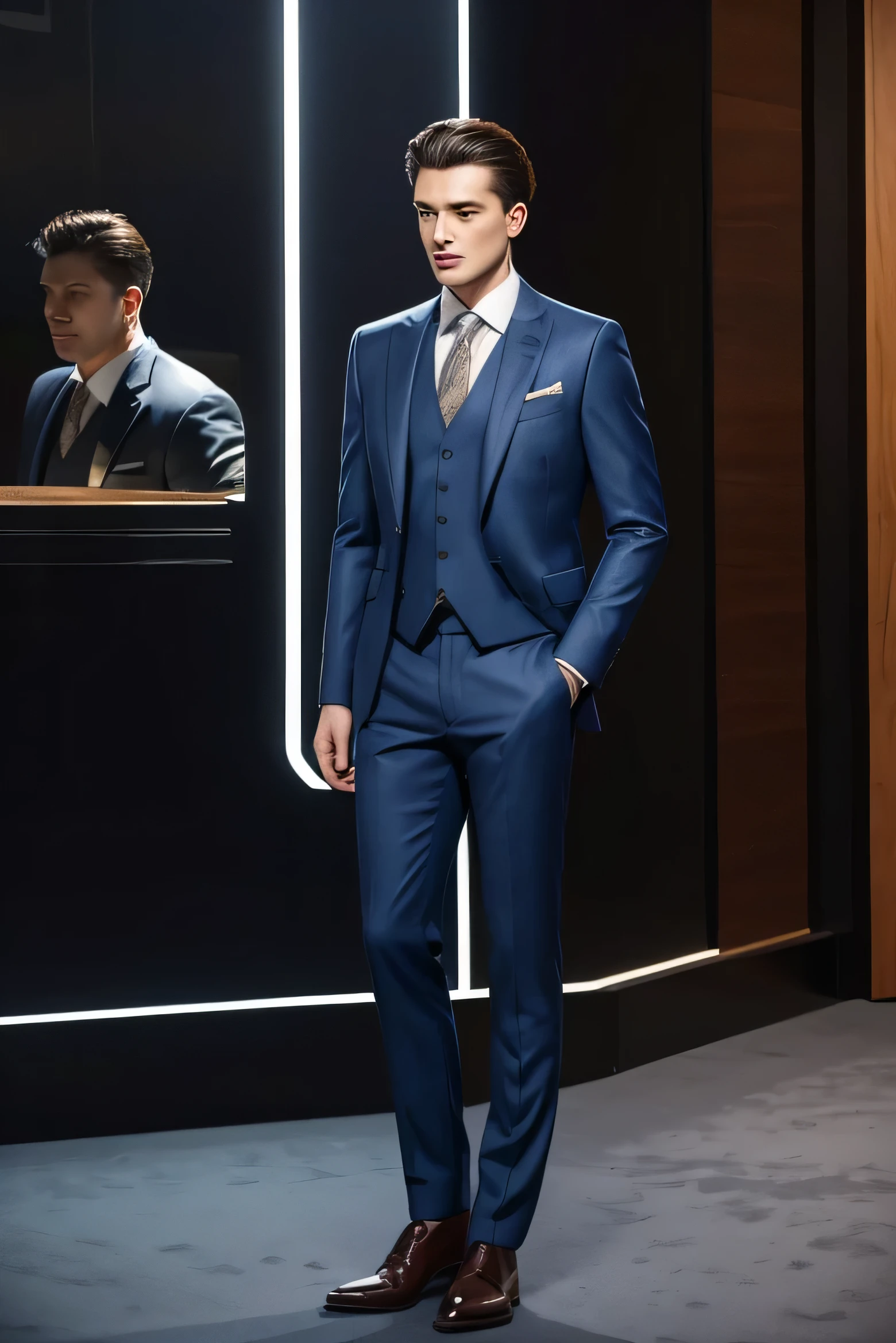 Best quality men&#39;s suits，suit，suit，A full-body view from head to toe，design diagram，Renderings，Style drawing，upscale，high-end，atmosphere，actual，，