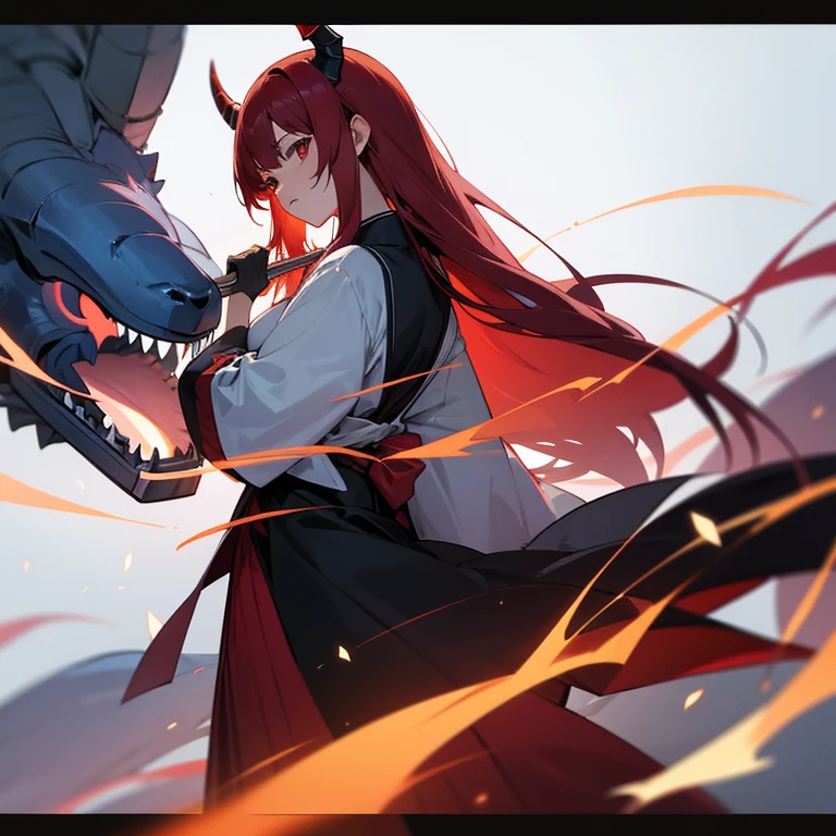 japanese woman、demon aura、red hair、I'll summarize it later、long hair、short spats