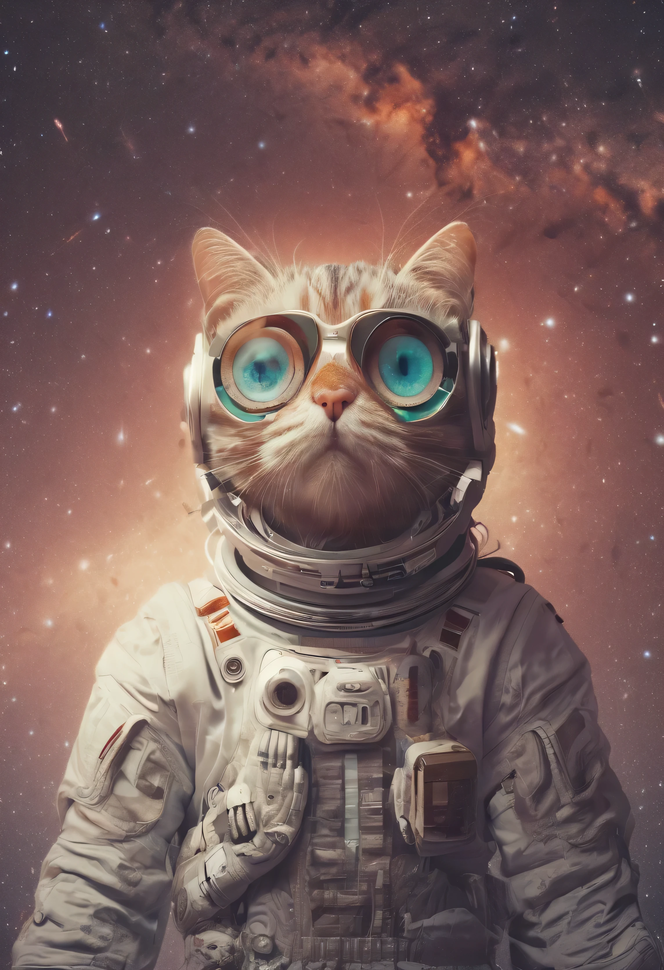 Sci-fi space wallpaper with cat astronaut