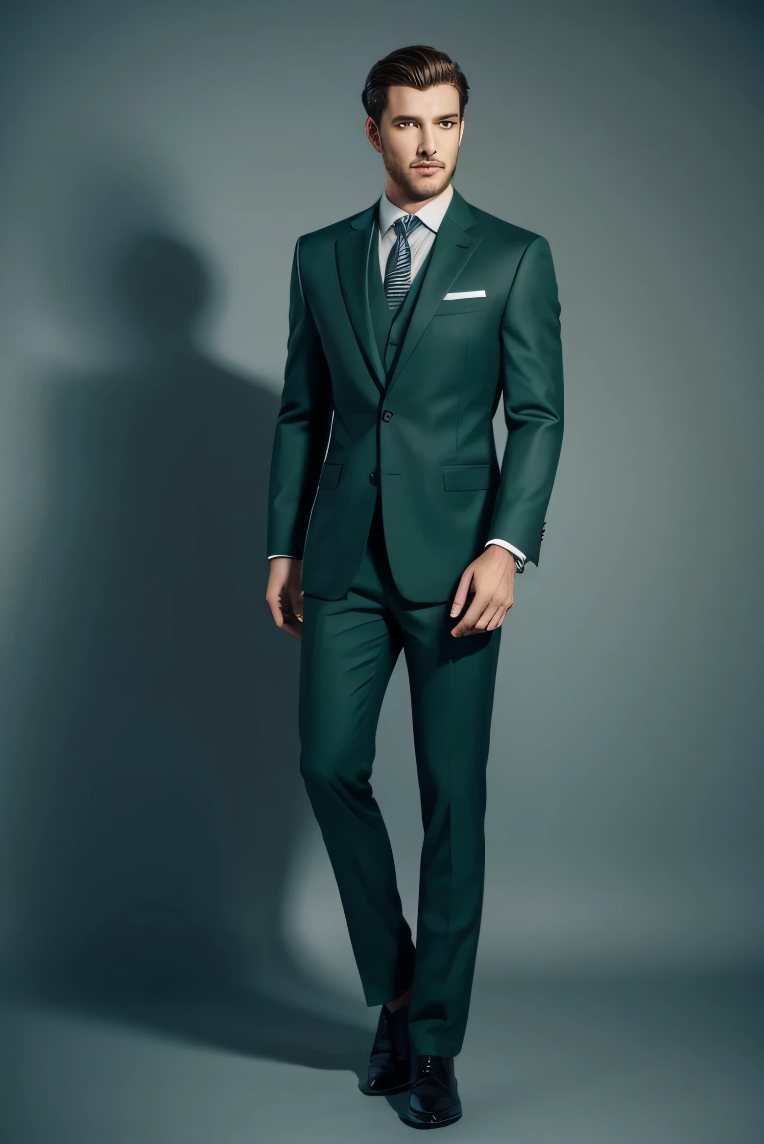 Best quality men's suits,suit,suit,A full-body view from head to toe,design diagram,Renderings,Style drawing,upscale,high-end,atmosphere,Dark Green