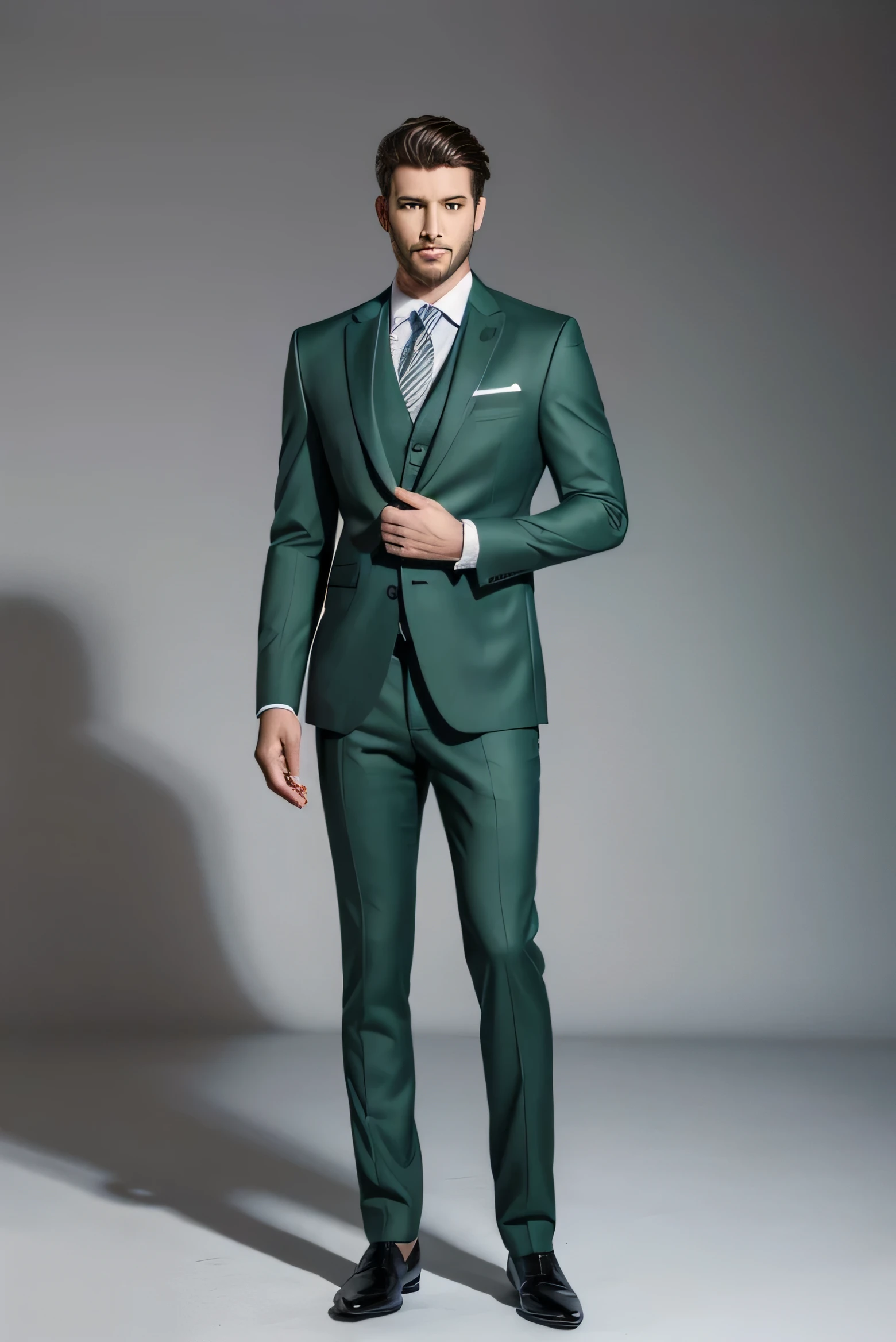 Best quality men&#39;s suits，suit，suit，A full-body view from head to toe，design diagram，Renderings，Style drawing，upscale，high-end，atmosphere，green