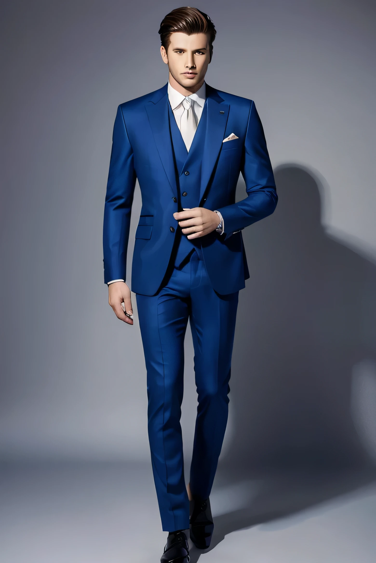 Best quality men&#39;s suits，suit，suit，A full-body view from head to toe，design diagram，Renderings，Style drawing，upscale，high-end，atmosphere，royal blue