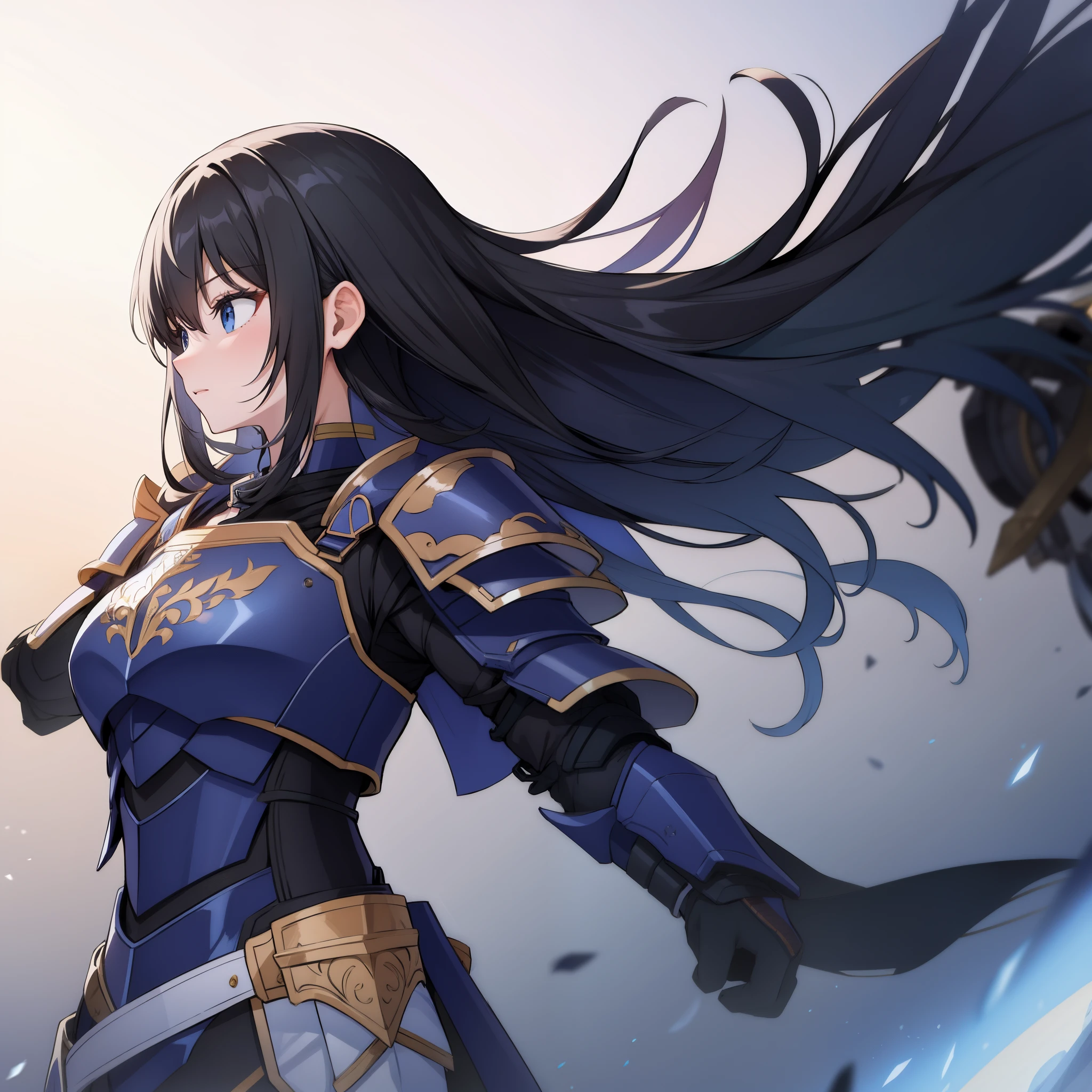 girl、Fighter、armor、black hair、front