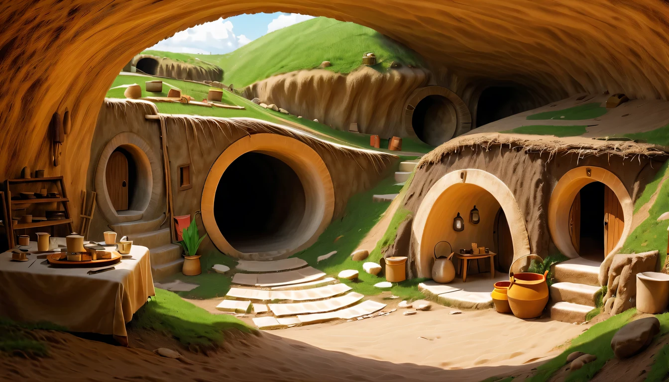 underground village,underground cave dwelling,housing,vault cave dwelling
