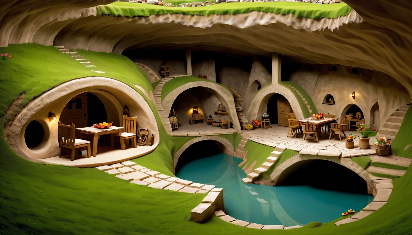 underground village，underground cave dwelling，housing，vault cave dwelling