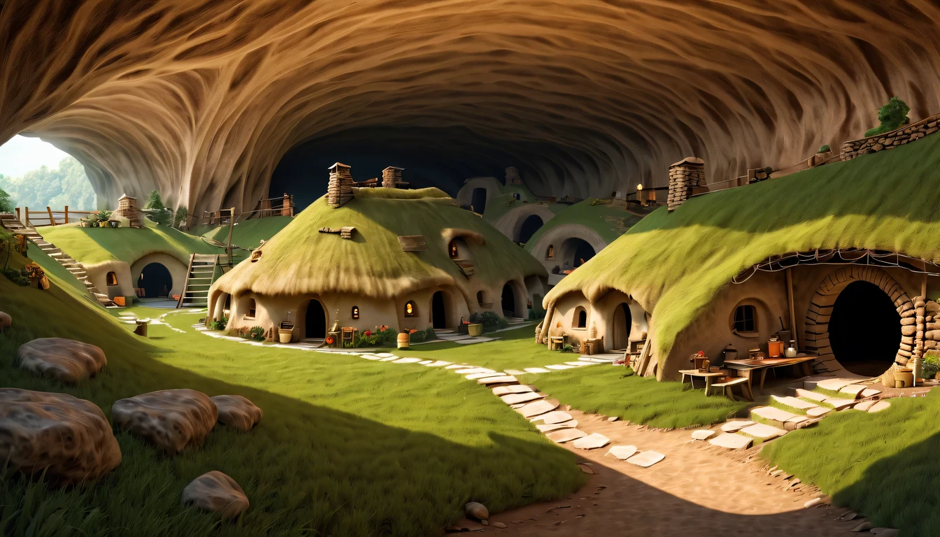 underground village,underground cave dwelling,housing