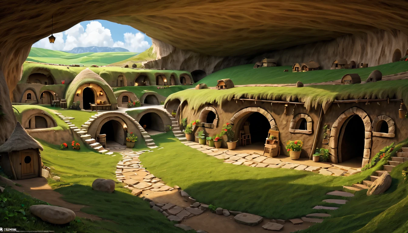 underground village,underground cave dwelling,housing
