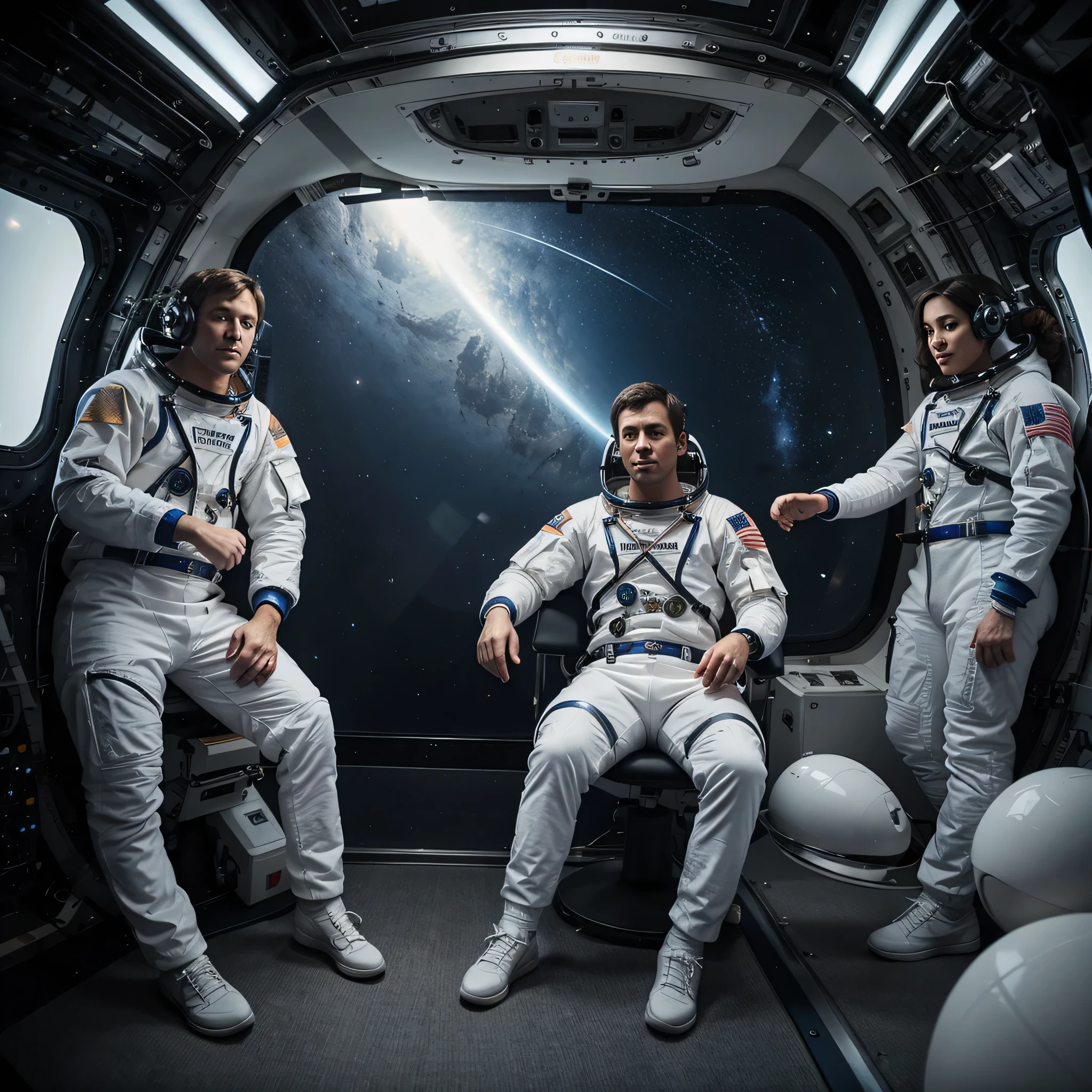 two astronauts in space. High quality digital space art