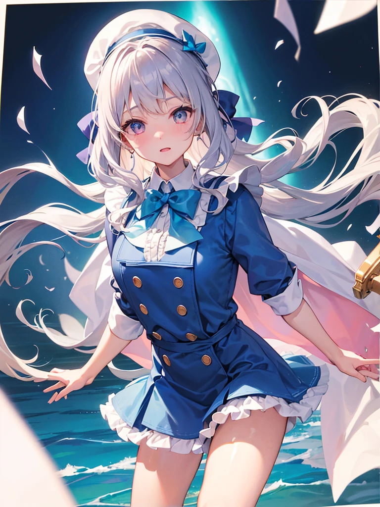 green hair,The face that hasn't woken up,angry face,anime girl with a cigarette and a cigarette holder, nyaruko-san, a silver haired mad, white haired deity, white haired, chibi art, touhou character, white-haired, chibi, chibi girl, anime moe artstyle, zerochan art, chibi anime girl, neferpitou, koyoharu gotouge, anime chibi