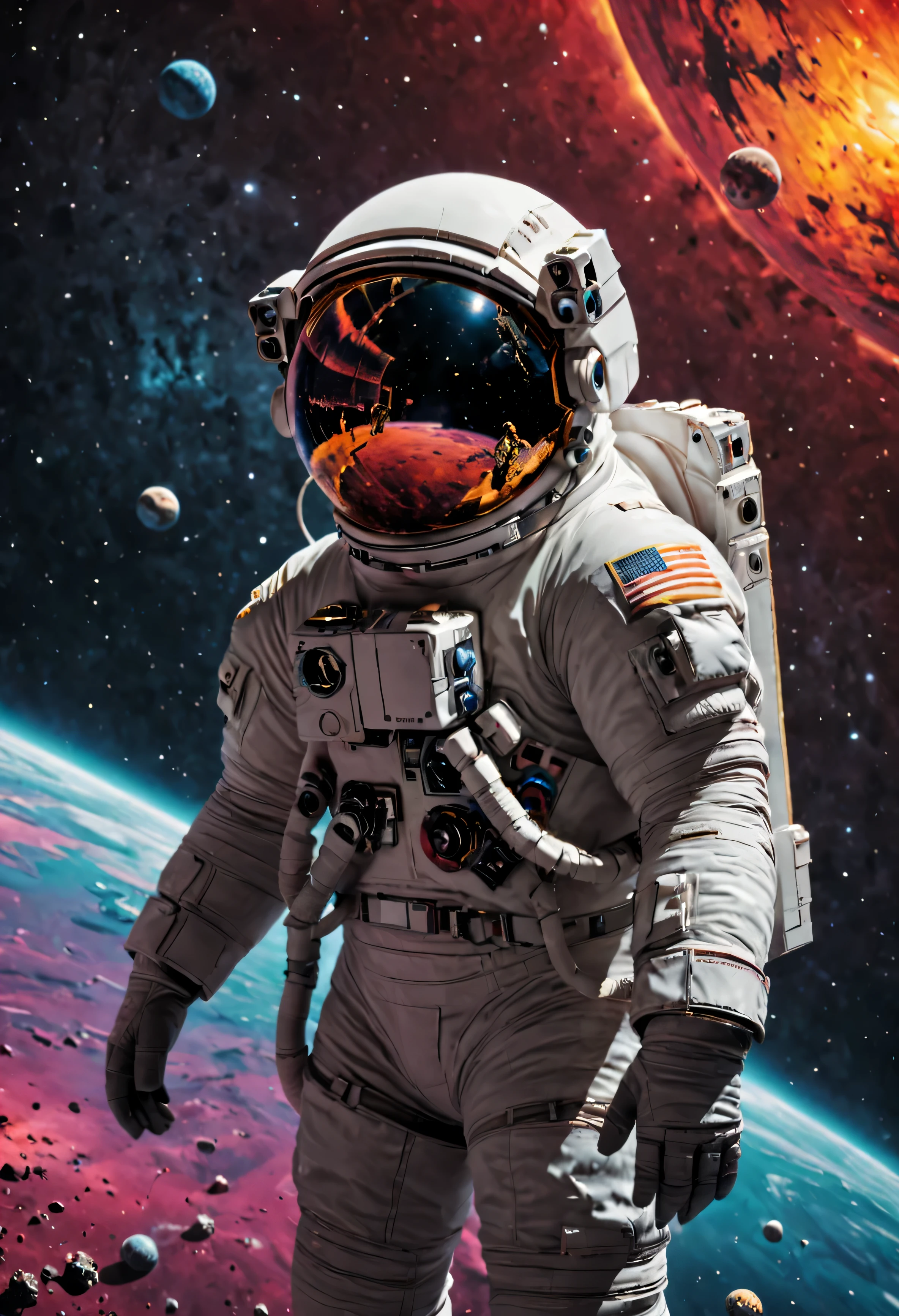 astronaut in space, planet space