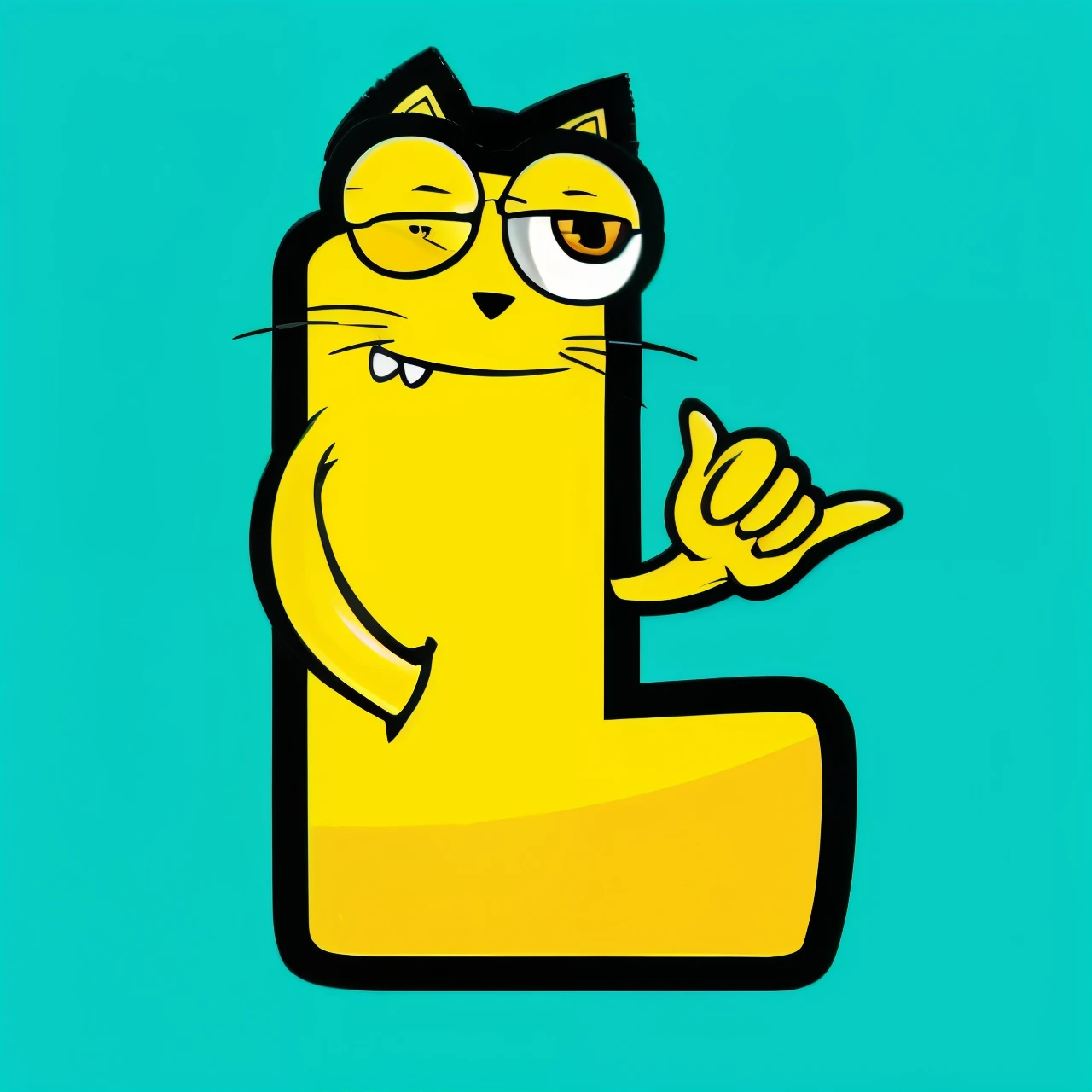 cartoon gato with glasses and a yellow letter l, 😃😀😄☺🙃😉😗, liquid gato, !!! gato!!!, nada, !!!! gato!!!!, awesome gato, imagem de avatar, liosh, letrismo, grande)}], infinity symbol like a gato, por Lucebert, acrace gatooon, cybergato, Satoshi